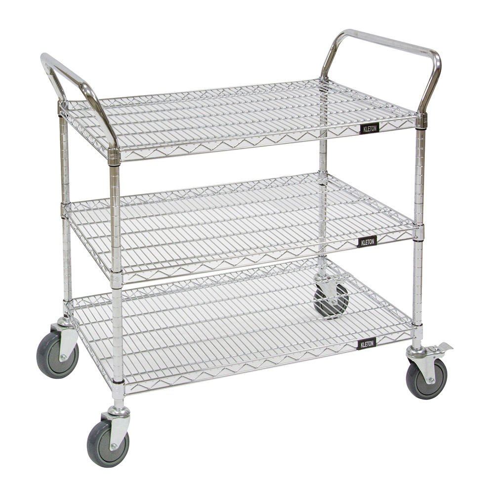 CSMJ543 - CART 3 SHELF WIRE UTILITY : 24"W x 45"H x 36"D, 3 shelf, 600 lbs capacity